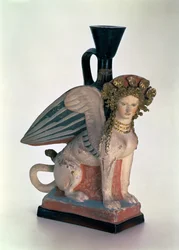 Lekythos in de vorm van een Sfinx, Bosporan Koninkrijk, laat 5e eeuw v.Chr.